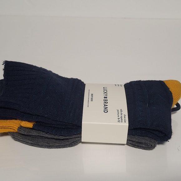 Lucky Brand 2-Pack Super Soft Boot Socks, Men's Shoe Size 6-12, Gray/Navy Blue - Picture 4 of 7